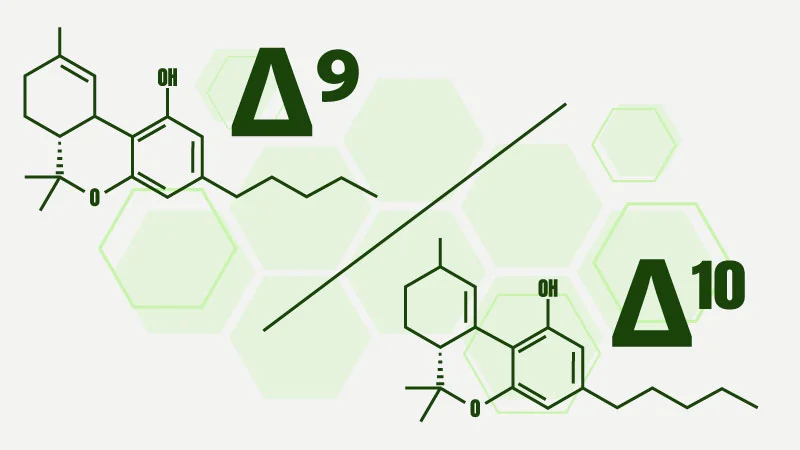 Illustration of Delta 9 vs Delta 10 chemical structures