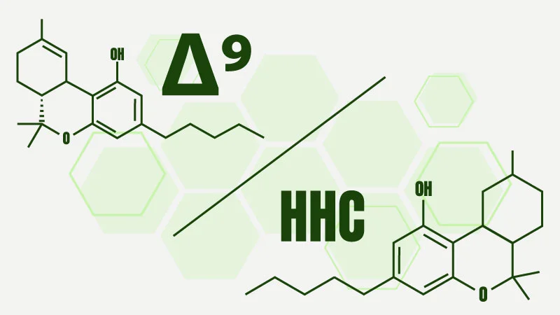 Illustration of Delta 9 vs HHC chemical structures