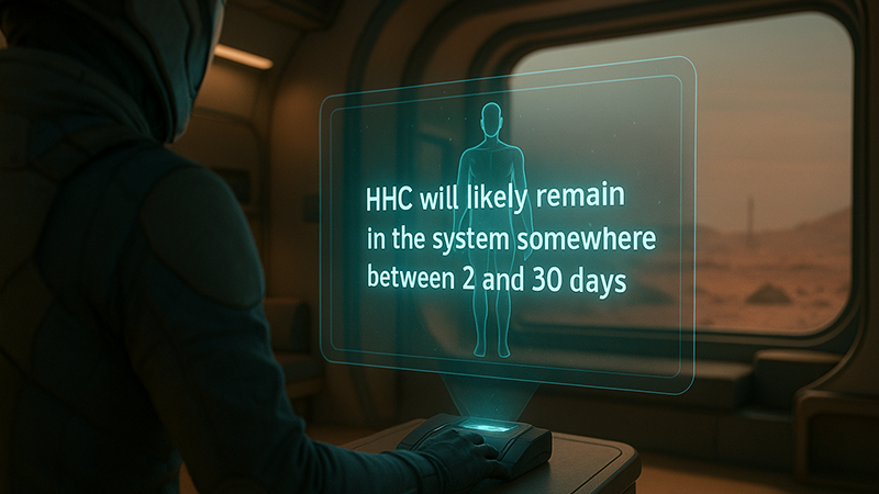A holographic information text regarding how long hhc stays in a person's system