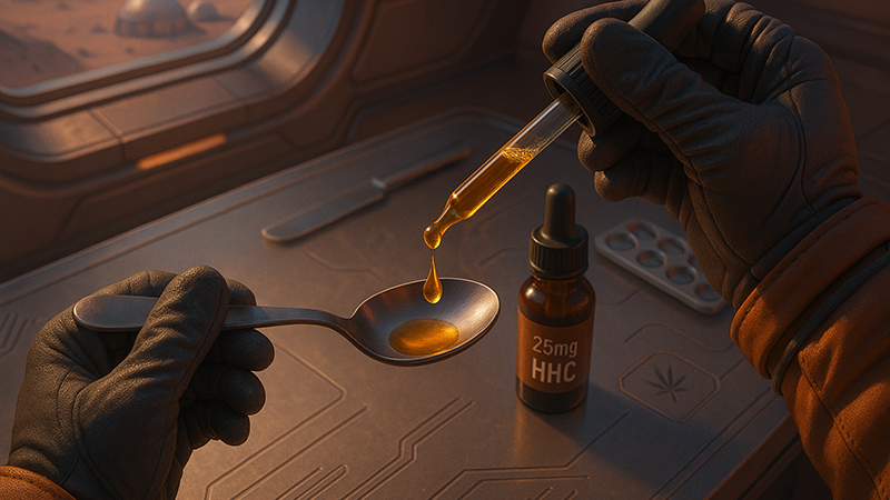 High dose of hhc being transferred to a spoon