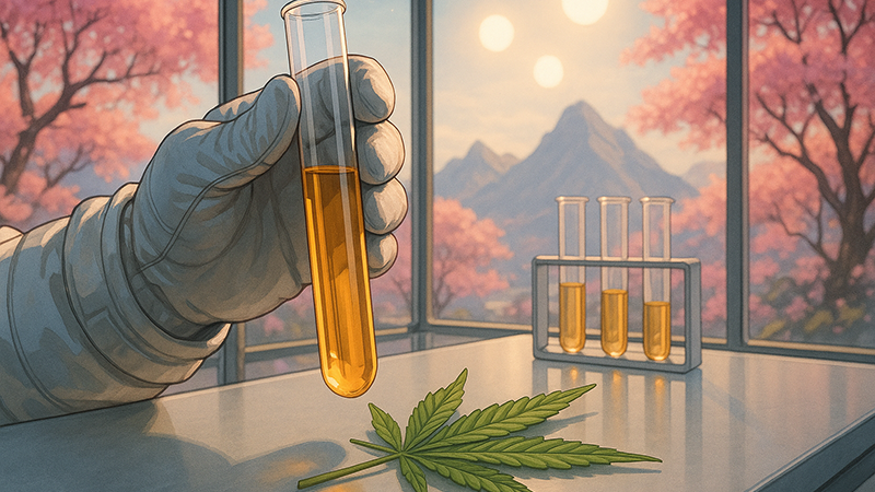 Test tubes with different kinds of cannabinoids being compared to THCP