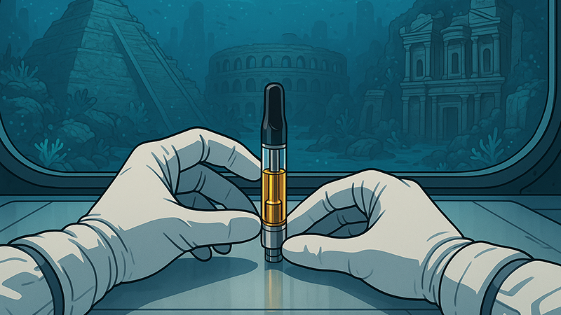 A scientist checking on how to prolong the shelf life of his vape