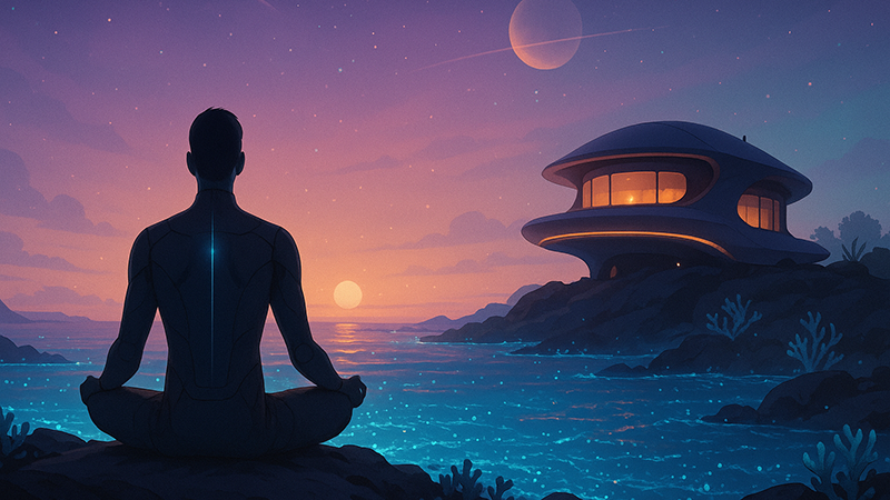 A guy trying to meditate outside in the open as a solution for CED