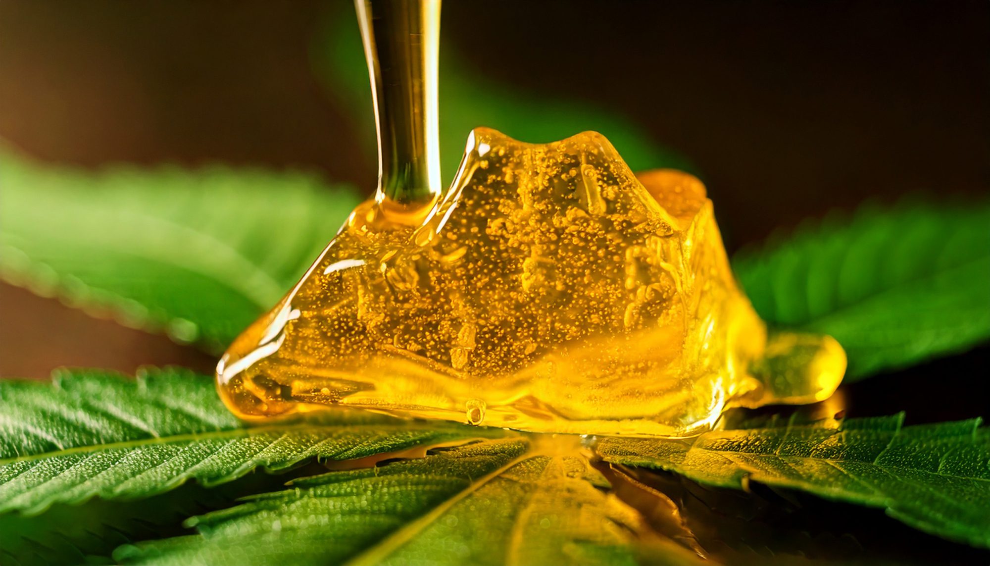 Live resin on top of a cannabis leaf