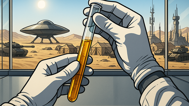 A scientist checking out the potency of a cannabis oil product
