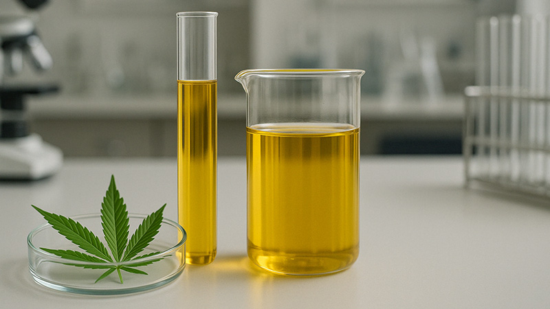 CBC oil in a transparent container