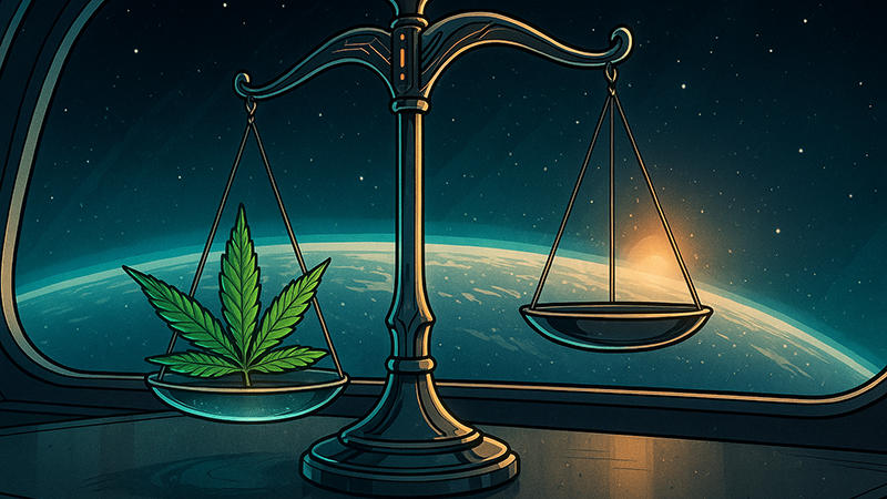 Justice balance scale in a scifi themed image