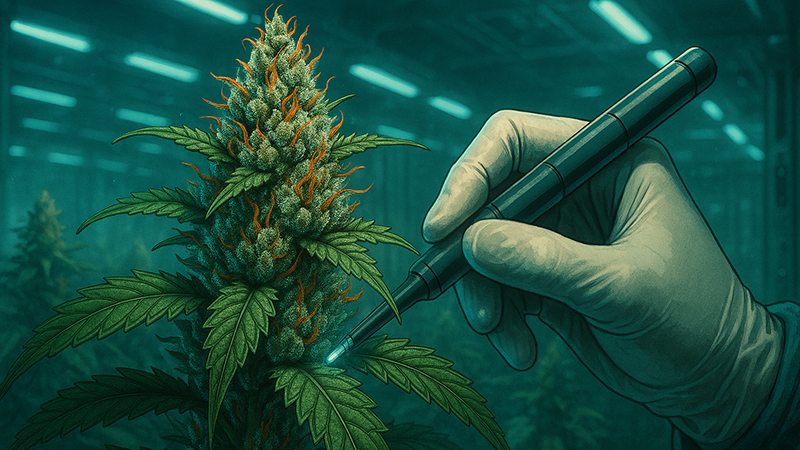 A scientist checking the types of THC is in a marijuana
