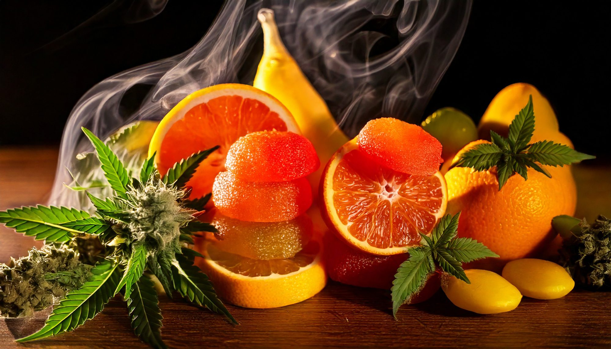 cannabis leaves with fruits