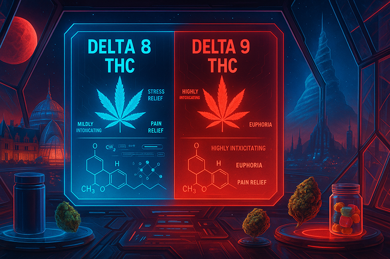 Delta 8 and delta 9 thc card details compared with each other