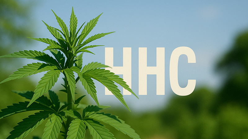 Cannabis plant with the word HHC next to it