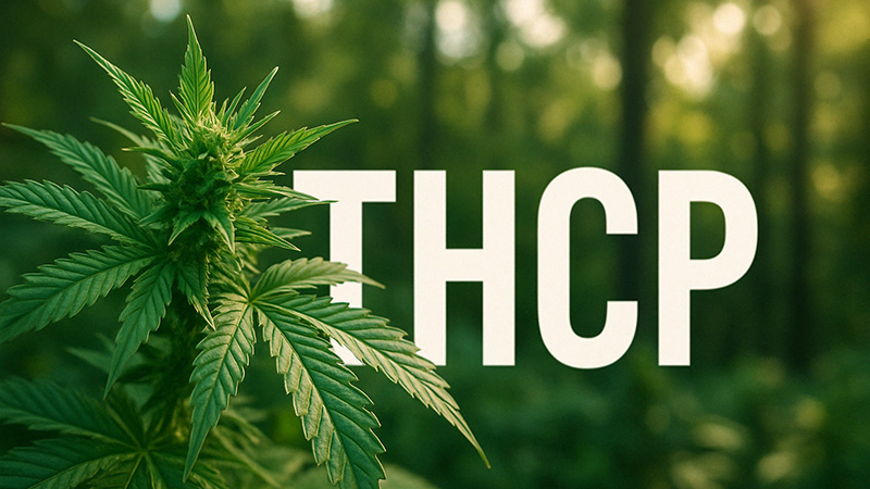 Cannabis plant with the word THCP next to it