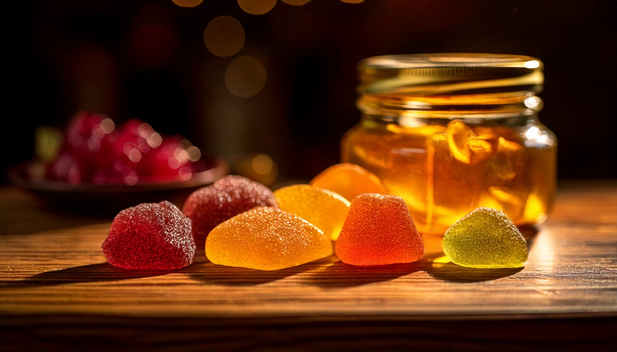 Full spectrum live resin gummies next to a jar of live resin