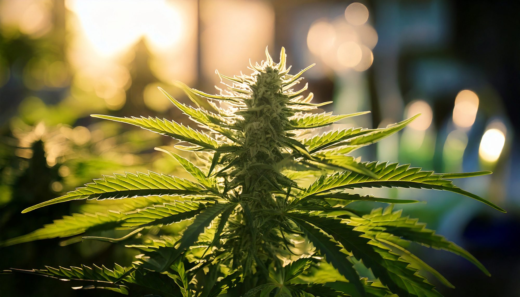 Cannabis plant in direct sunlight full of full spectrum benefits