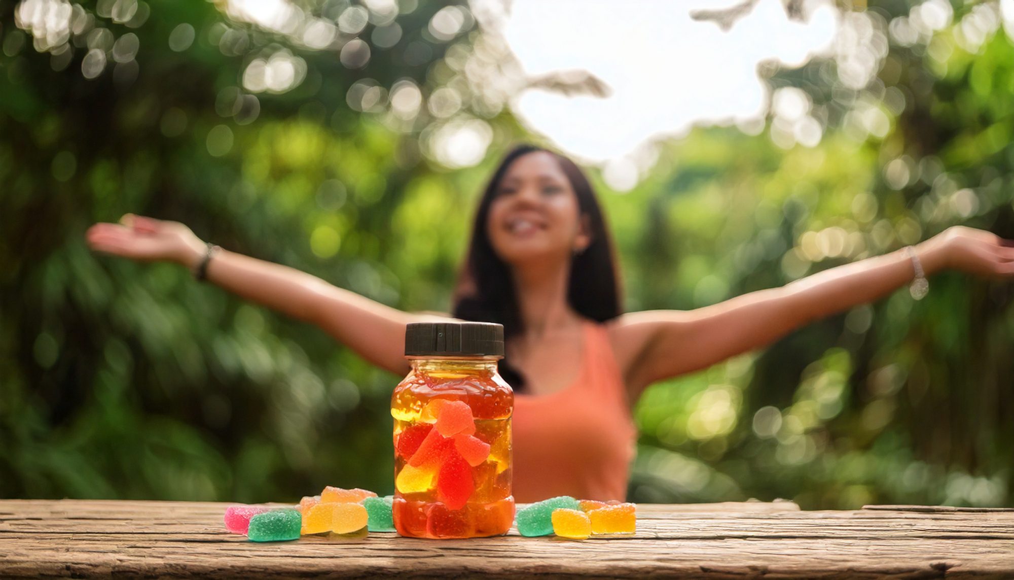 A girl enjoying the most out of CBD gummies for pain