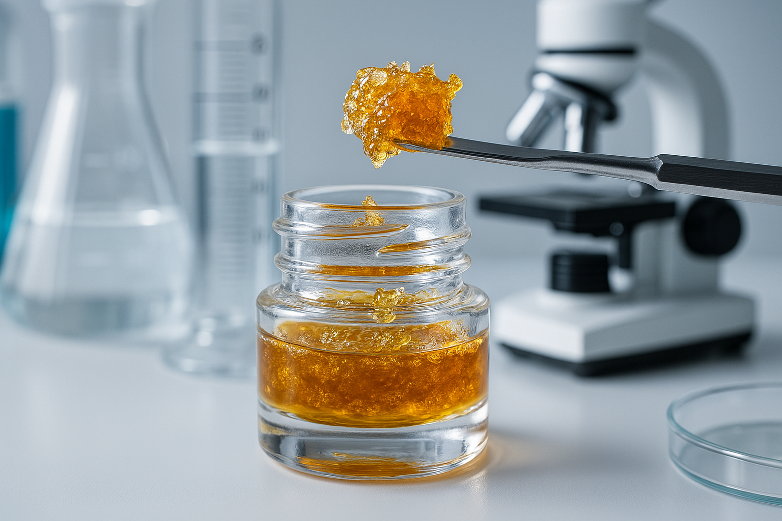 Real Live resin being processed and studied in a lab