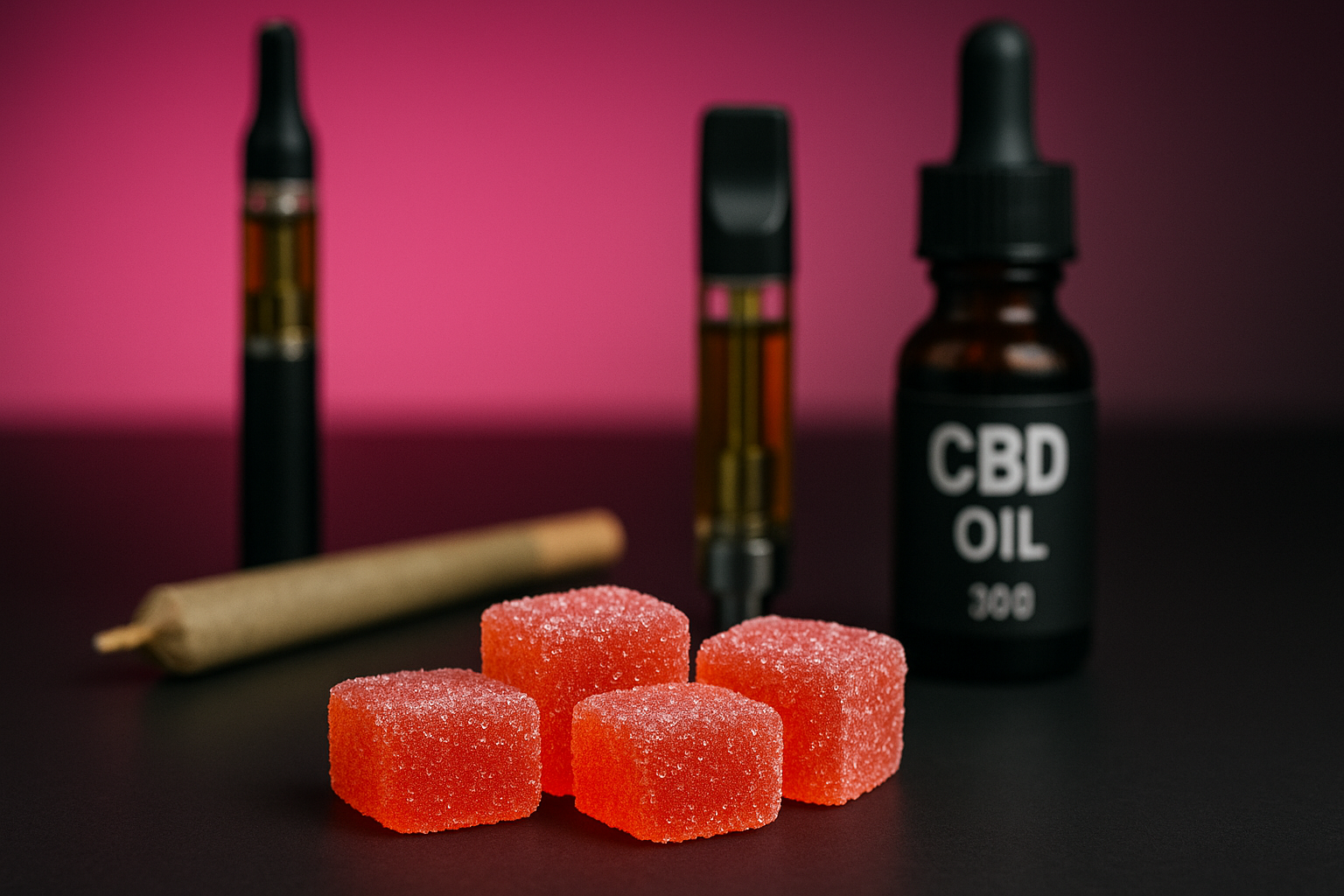 Delta-10 gummies placed next to other cannabinoid products