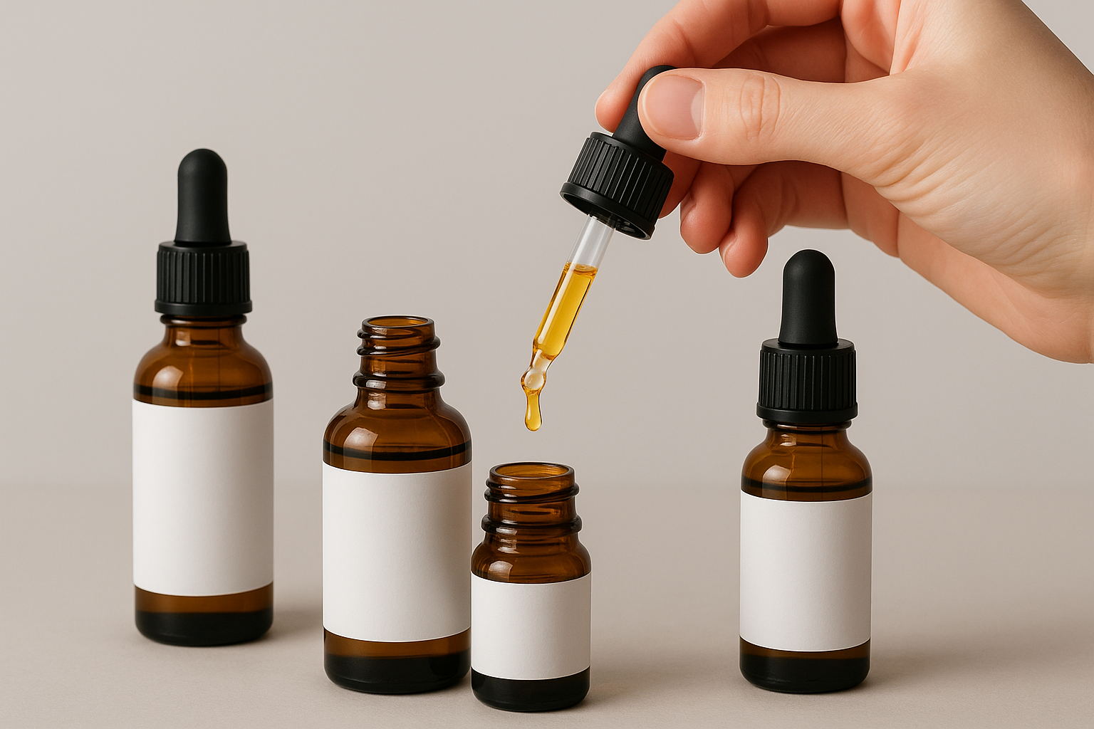 Different sized bottles containing different types of delta 9 tinctures.